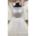 2017 Luxury Graceful Tulle Mesh Neck Long Sleeve Ball Gown Wedding Dress